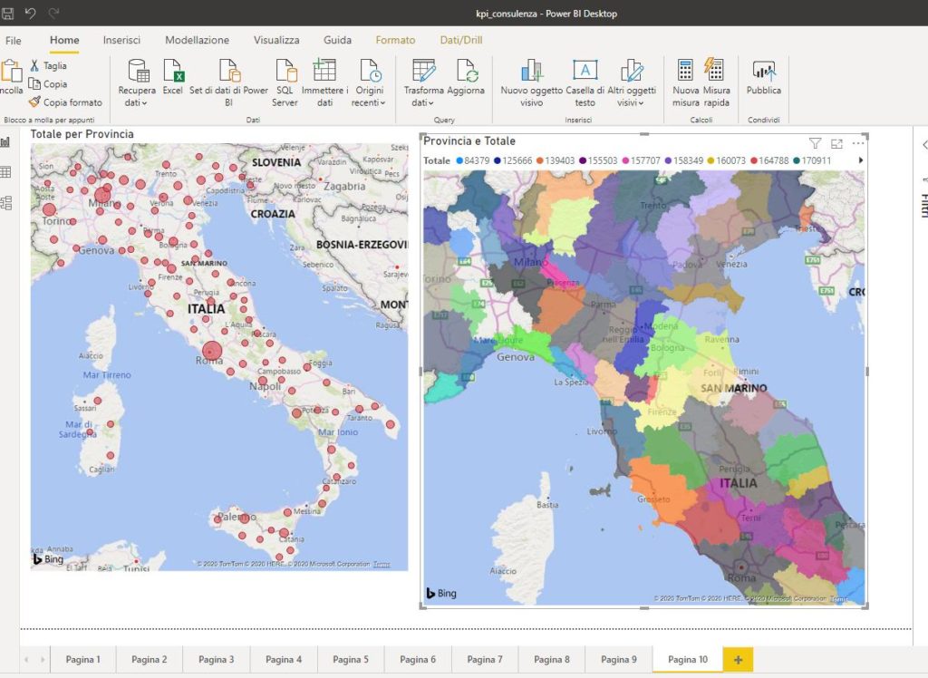 Tutorial dati geo referenziati con Power Bi in italiano. Usare le mappe in Power Bi come in un GIS.