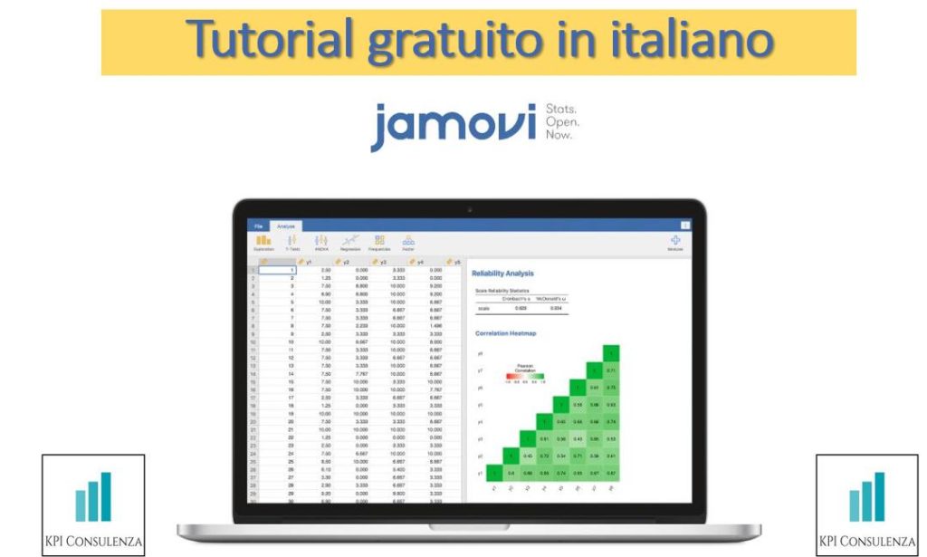 Tutorial in italiano su Jamovi per le analisi statistiche.